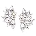 Happiness Boutique Women Statement Earrings in Silver Large Stud Earrings in Neutral Color with Flower Design Nickel Free