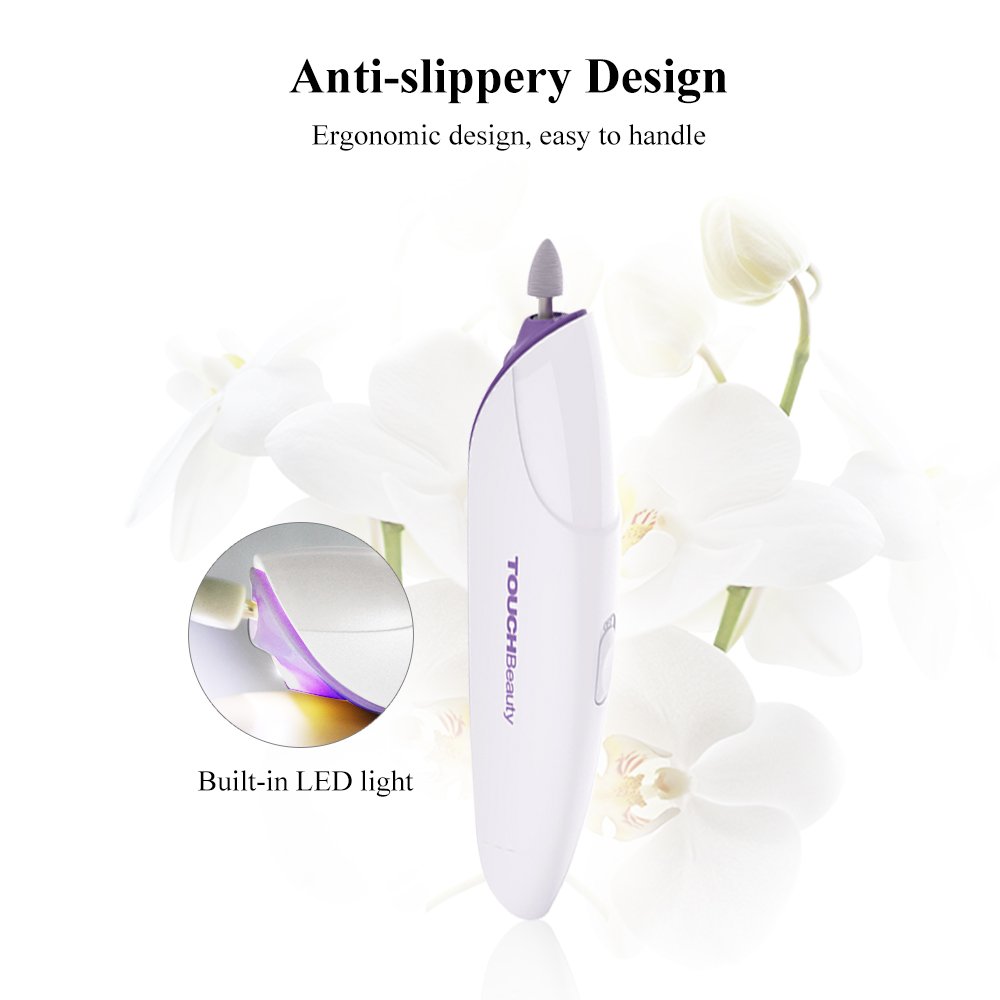 TOUCHBeauty Manicure Pedicure System Professional Nail File Drill Buffer set, Acrylic Nail Tools with LED Light, 5 Attachments Purple TB-1333