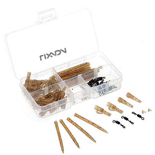 Lixada 100pcs Terminal Karpfen Fischen Tackle Sicherheits-Blei-Clips mit Pins Tail Gummi-Rohre Anti Tangle Ärmel Quick Change – Bild 6