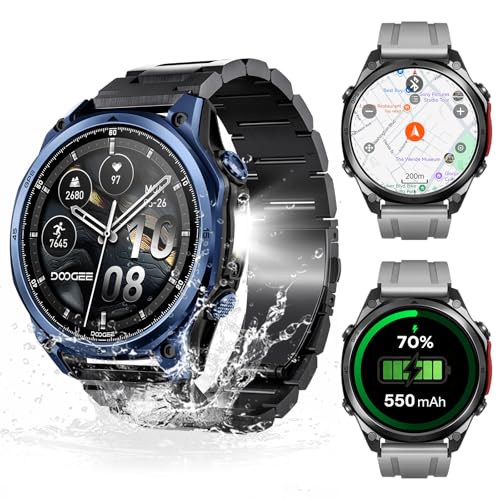 Luzglo Anywise W1 Pro Men's Smartwatch, Dual-Band GPS & Offline Maps, 5 ATM, 12 Days Autonomy, 1.43 Inch AMOLED HD, 170+ Sports Modes, Bluetooth Calling, Compatible with Android/iOS, 3 Wristbands