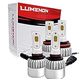 Lumenon H11/H9 Low Beam 9005/HB3 High Beam LED Headlight Bulbs Combo Package (2 sets, 4 Pack) Flip COB Chips-160W 15200LM Hi Low Beam 6000K Xenon White Light