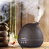 Easehold 400ml Essential Oil Diffuser Humidifier Air Purifier Upgraded Touch Sensitive Panel Full Wood Grain 7 Color LED lights Penguin Shape Wood Grain Finish ,Black