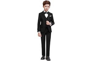 PACOROMANO Boys Suit Set with Suspenders, Suit with 3 Versions-Regular, Slim and Husky