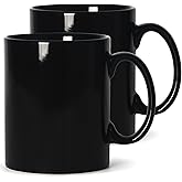 SHOWFULL Large Coffee Mugs, 22 OZ(650ml) Extra Coffee Mug Set of 2, Smooth Ceramic Boss Cups, Big Capacity and Large Handle, for Dad Men, Black