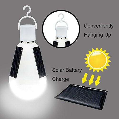 Tinpa Solar Light Bulb 7W Powered LED Light Bulb Rechargeable Emergency Lights Lamp Camping Tent Lighting for Indoor and Outdoor,Garden,Hiking,Camping 7W