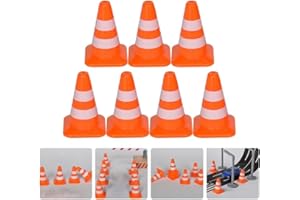 GANPUB 14pcs Miniature Road Cone Orange Mini Traffic Cones Plastic Sign Road Cone Toy Roadblock Cone Sign Model Photo Prop Educational for Kids Small Orange Cones Construction Cones,Safety Barriers