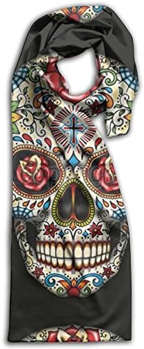 CRSJBB219 Women's Men's Fall Winter Fashion Scarf Long Shawl Cotton Scarves Print Scarves Rosey Candy Skull Winter Warm Soft Chunky Large Blanket Wrap Shawl Scarf