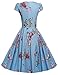 ACEVOG Women's 1950s Cap Sleeve Swing Vintage Floral Party Dresses Multi Colored