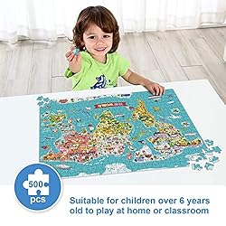 TOOKYLAND World Map Puzzle for Kids, Map Puzzle 500