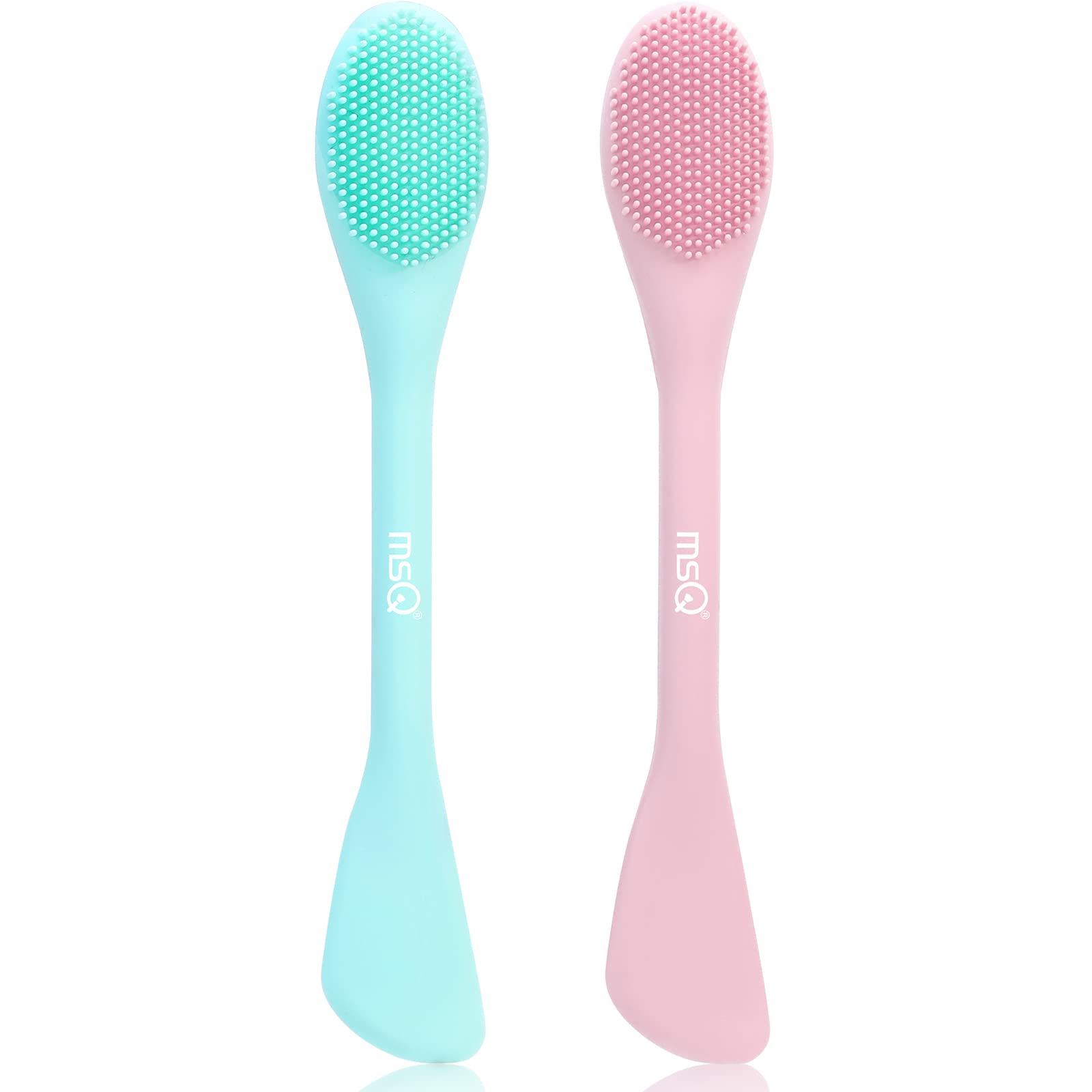 MSQ 2pcs Silicone Manual Facial Cleansing Brushes Exfoliating Brush Silicone Mud Mask Brush Face Wash Scrubber Mask Applicator DIY Makeup Tool