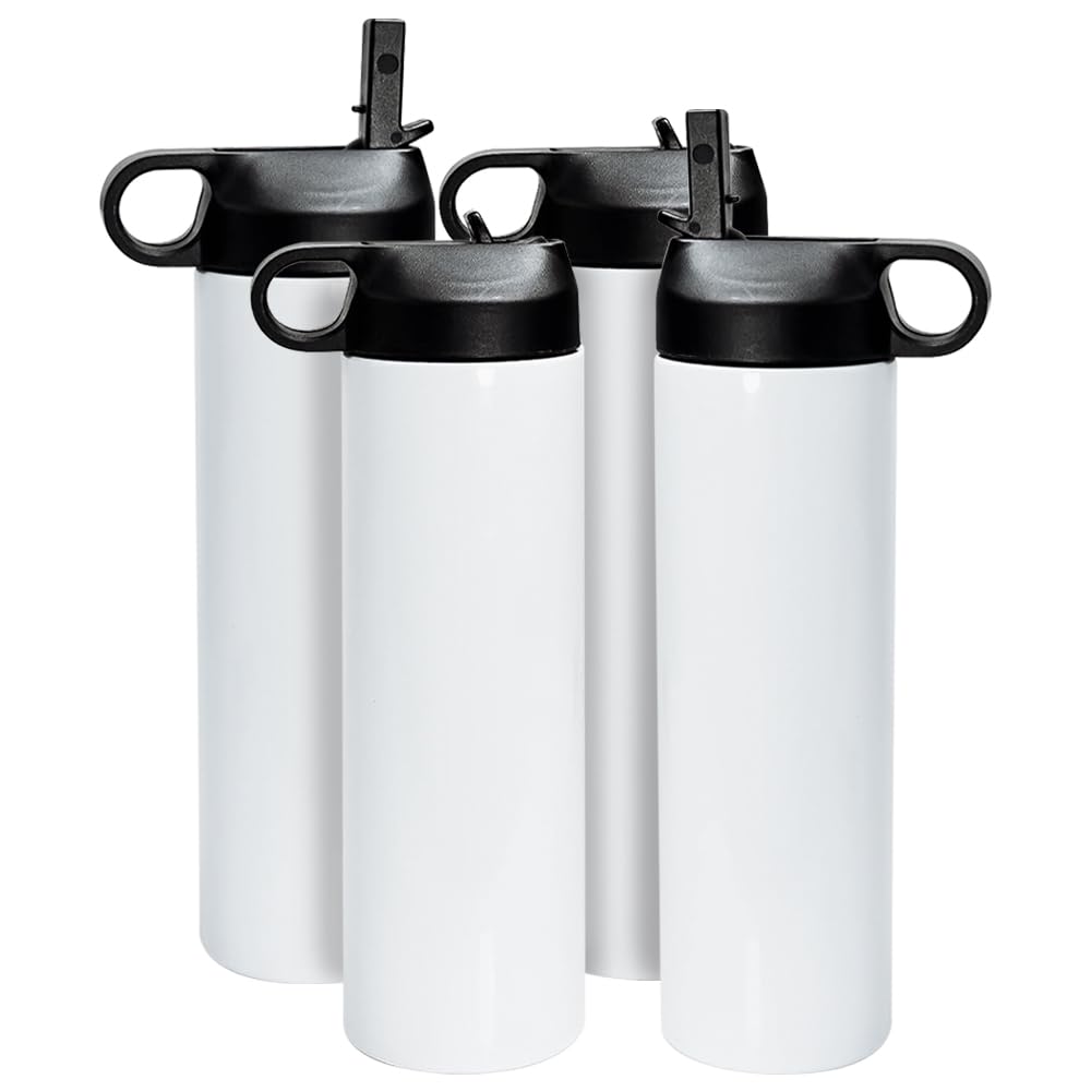 Sumex 4 Pack 500nl Sublimation Stainless Steel Leakproof Water Bottles with Straw Lid