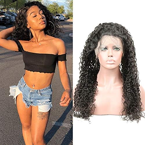 360 Lace Frontal Wig Human Hair Kinky Curly Wig with Baby Hair Brazilian Remy Human Hair Unprocessed 100% Real Remy Hair Virgin Bleached Knots Free Part 20 inch