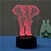 TTqp 3D LED Desk Table Elephant Night Light Lamp 7 Color Touch Lamp Kiddie Kids Children Family Home Office Childrenroom Theme Decoration Two Patterns: Elephant + Christmas Tree