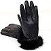Alpine Swiss Womens Leather Dressy Gloves Faux Fur Trim Cuff Thermal Lining Black Large