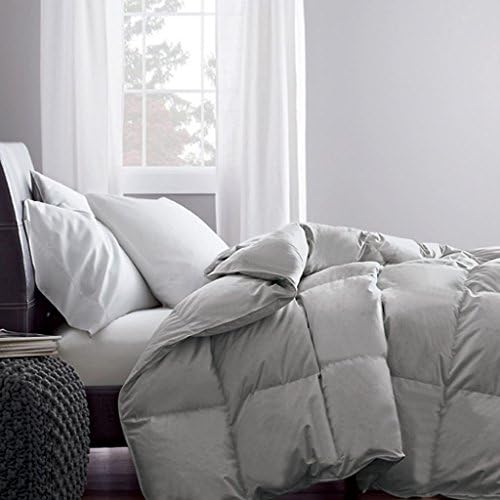 Royal Home Collection 650 Thread Count 1pc Comforter (300 gsm Microfiber Fill Box Stitched) Emperor, Silver Gray Solid 100% Egyptian Cotton