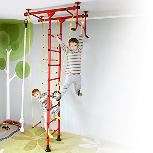 NiroSport Kids Playground Play Set Indoor Home Exercise Gym Sport Fitness Training Wall Bars with Pull Up Bar & Gymnastic Rings, Trapeze Swing Bar, Climbing Rope, Climbing Rope Ladder NiroSport Kids Playground Play Set Indoor Home Exercise Gym Sport Fitness Training Wall Bars with Pull Up Bar & Gymnastic Rings, Trapeze Swing Bar, Climbing Rope, Climbing Rope Ladder