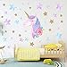 Amaonm Creative Cartoon Rainbow Unicorn with Colorful Stars Wall Decals Removable PVC Wall Art Decor Home Wall Decoration 3D DIY Stickers Murals for Girls Rooms Kids Bedroom Living Room Doors (Star)