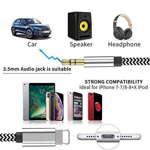 Aux Cord for iPhone 3.5mm 3-in-1 Aux Cord for iPhone Aux Cable for Car 3.5mm for iPhone 7/X/8/8 Plus/XS Max/XR/11/11 Pro to Car Stereo/Speaker/Headphone Adapter Support Newest iOS 11.3/13 Above