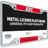 Desert Cactus KFC License Plate Frame Kentucky Fried Chicken Metal Car Tag Holder for Front or Back of Car Officially Licensed (Style A) (Silver)