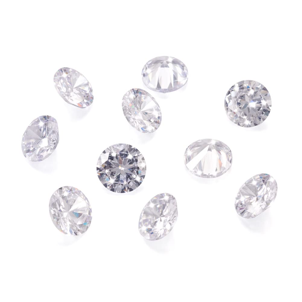 Craftdady 10pcs 10mm Cubic Zirconia Stone Clear Grade A CZ Rhinestone Faceted Cabochons Pointed Back for Jewelry Making Earrings Rings DIY Crafts