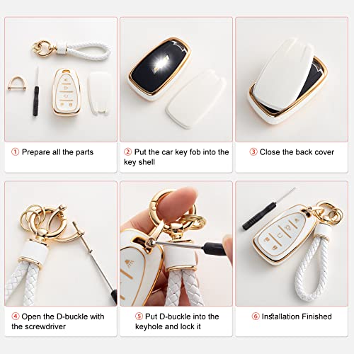 RUABIBAN For BMW Key Fob Cover With Keychain, Soft TPU Key Case