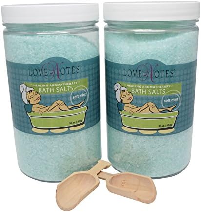 Aromatherapy Epsom Salt Bath Salts 2 Pack with Wooden Scoop (Soft Mint)