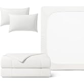 REST Buy 2 GET 35 Percent Off: Evercool Comforter Plus 3PC Starter Sheet Set Bundle, in Arctic White, Cali King Size