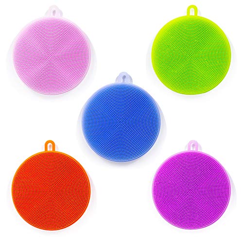 YOZATIA Silicone Dish Sponge Magic Sponge 5 Pack, Dishwasher Safe Dish Brush, Smart Kitchen Scrubber Kitchen Accessories Household Cleaning Sponges
