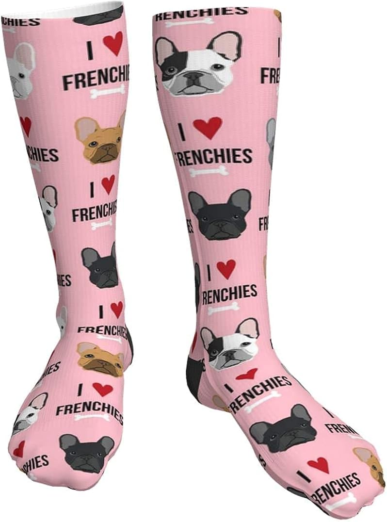 I Love French Bulldogs Athletic Tube Stockings Women's Men's Classics
