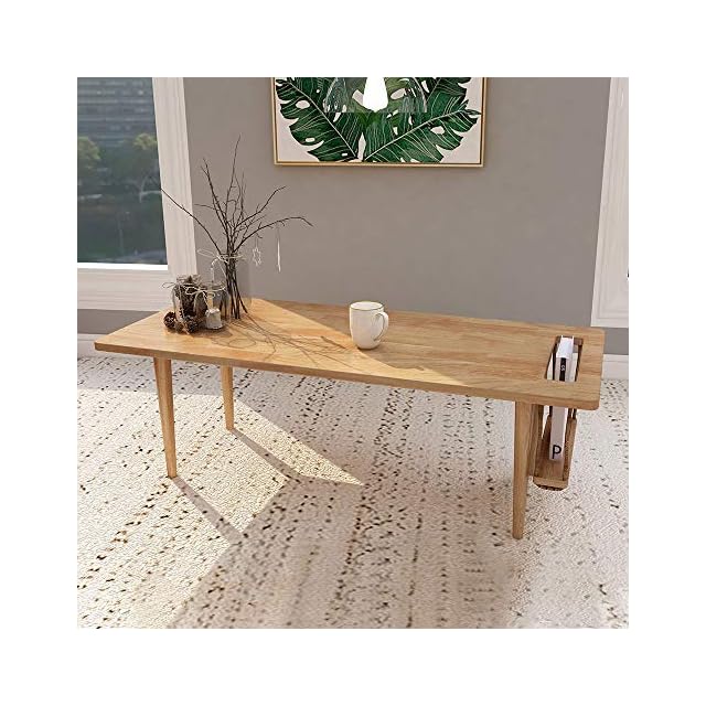 WoodShine Coffee Table Low Japanese Tea Table Trapezoidal Solid Wood