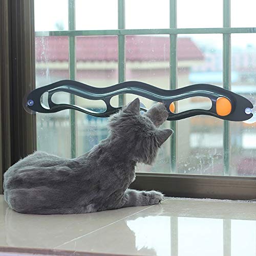yanbirdfx Funny Plastic Track Ping Pong Ball Sucker Pet Kitten Cat Toy Interactive Gift Random Color