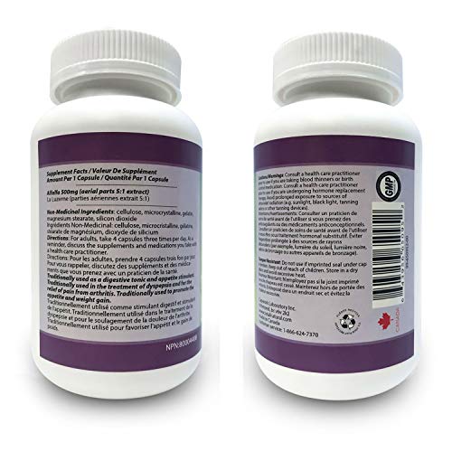 Natural Alfalfa Supplement 500mg 250 Capsules [1 Bottle] by Total