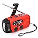KIPOZI Solar Hand Crank AM FM WB NOAA Multifunctional Compact Dynamo Emergency Weather Radio LED Flashlight Smart Phone Charger with Cables