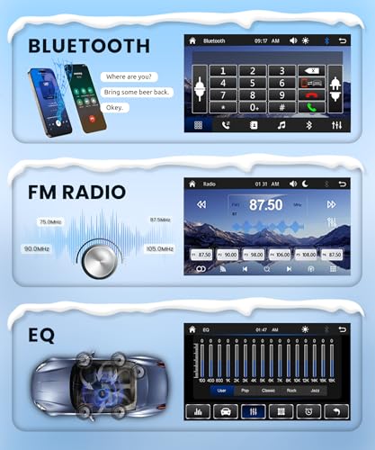 Wireless Carplay Car Radio 1 Din with You-Tube Android Auto, 7 Inch Touch Screen Car Radio with iOS/Android Mirror Link Bluetooth FM Radio USB/EQ Steering Wheel Control Rear Camera