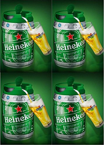 4 x 5 LITER HEINEKEN BIERFASS MIT ZAPFHAHN Draught Keg 5%
