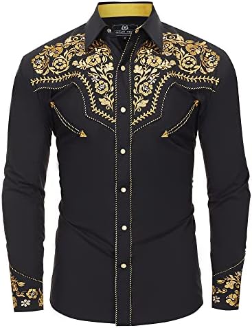 Amazon.com: ZEROYAA Mens Hipster Design Golden Floral Embroidery