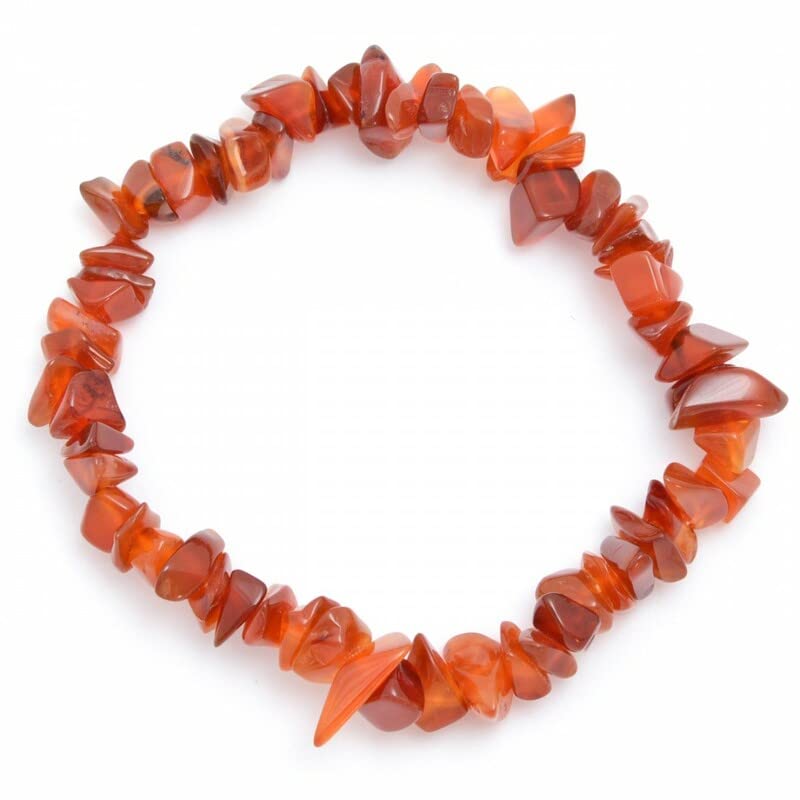 Wild Therapies Carnelian Crystal Chip Bracelet - Reiki Charged - With Gift Pouch