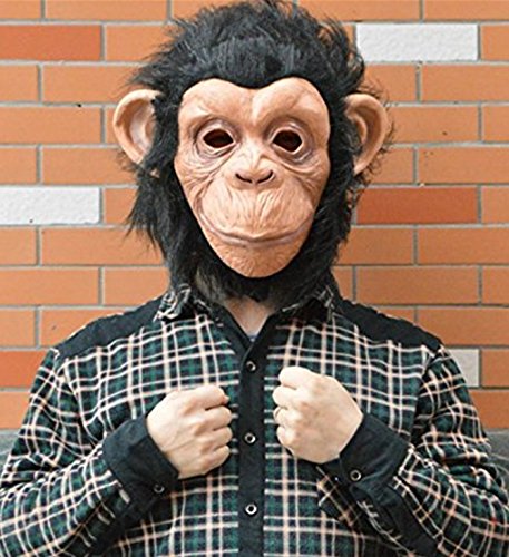 micrkrowen Halloween party cosplay mask monkey gorilla with fur latex headgear