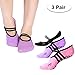 Philonext Yoga Socks, Non Slip Skid Yoga Pilates Socks with Grips Cotton for Women Girl Pilates, Fitness, Barre, Dance (3 Pair)