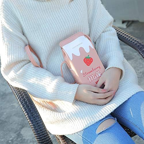 YAMEE Womens PU Leather Cute Milk Box Crossbody Bag Waterproof Casual Phone Purse Shoulder Bag Travel Bags for Ladies and Girls (Pink) - Image 3