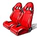 Honda Civic/Acura Integra DB DC Pair of PVC Faux Leather Racing Seats (Red)+Seat Bracket+4-Point Camlock Black Belt