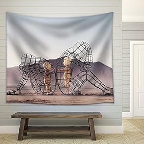 Structure with Concept of Baby Soul Inside in Desert - Fabric Wall Tapestry Home Decor - 51x60 inches