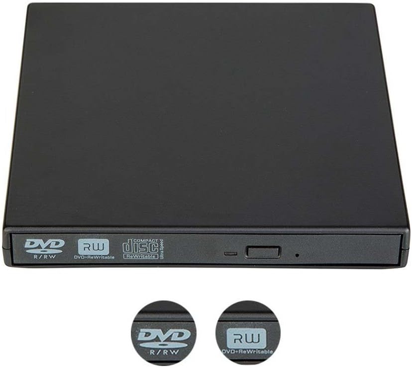 Portable USB 2.0 external cd-rw DVD - rw combination drive, for USB 2.0 DVD reader/writer DVD - rw super drive, suitable for all Windows laptops, Windows 10 needs to download VLC media player (black)