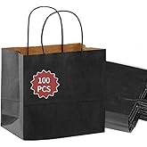 COGLARING Black Gift Bags with Handles Bulk 100 Pack, 13x7x14 Inch for Shopping, Retail, Merchandise Packaging - Eco-Friendly Durable Paper Bags