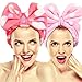 Hairizone 2 Pack Makeup Headbands for Washing Face Shower Spa, Soft and Cute Big Bow Hair Bands for Women and Girls (Pink Polka Dot/Red Heart Dot)