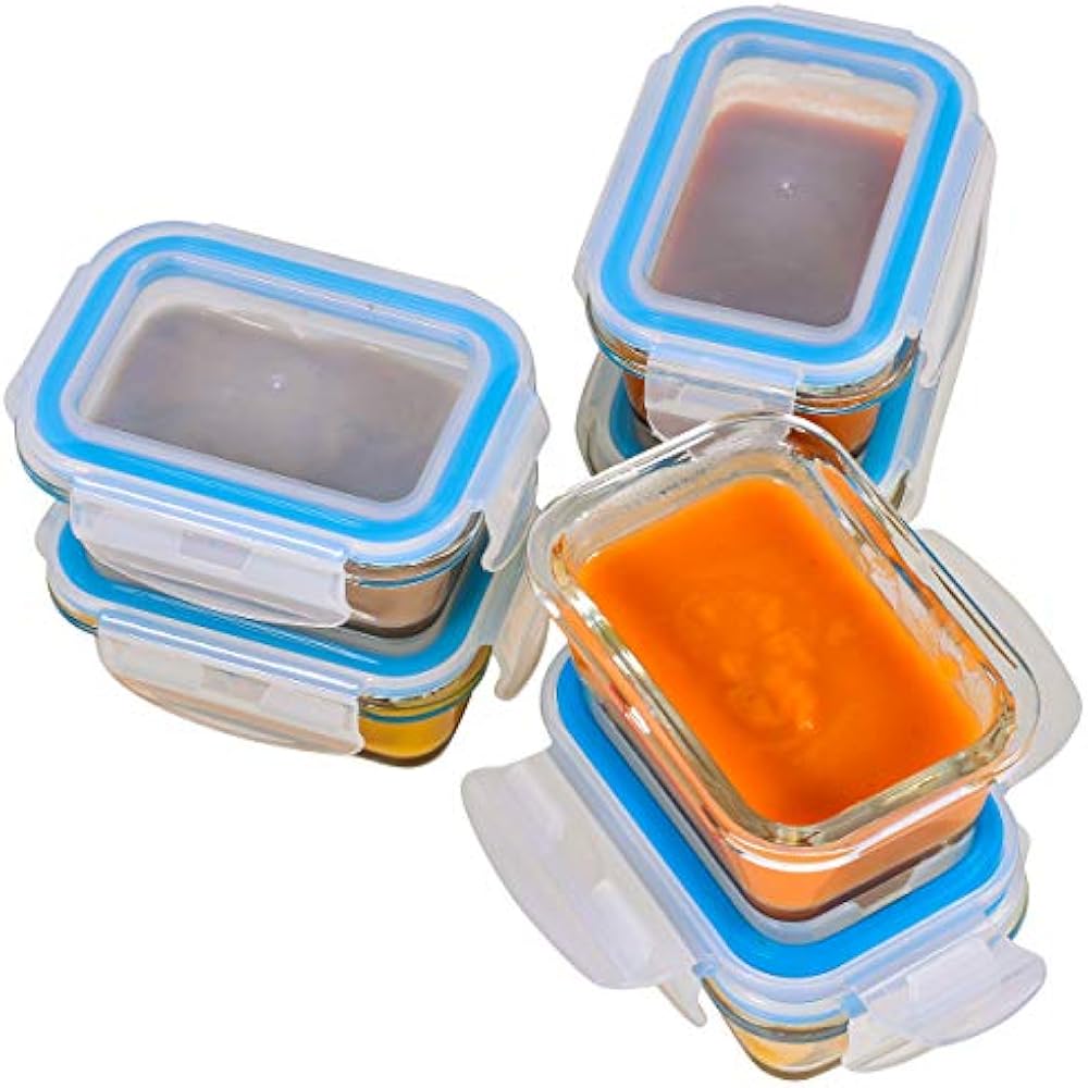 Elacra 6 Pack 4Oz Glass Baby Food Storage Containers Small Glass