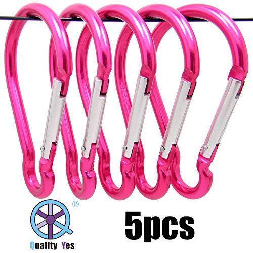 QY 5PCS 4 Inches Hot Pink Color 8 Shape Aluminum Ring Outdoor Spring Snap Multiple Use Hook Keychain Color: Hot pink, Model: , Tools & Hardware store