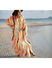 Traje de baño de gasa semi transparente con estampado de caftán para dama