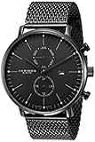 Akribos XXIV Men's AK685BK Swiss Quartz Movement Watch with Black Dial and Stainless Steel Bracelet