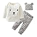 Baby Boys Girls Long Sleeve Leopard T-Shirt Top Clothes Pants Hat Outfits Set (White, 18-24 Months)